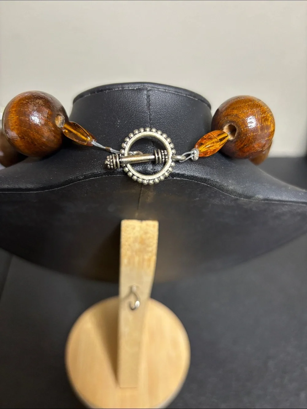 Handmade Chunky Vintage Boho Wooden Bead Necklace - Brown